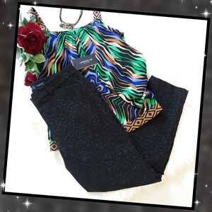 NWT Lafayette 148 Black Textured Downtown Pants